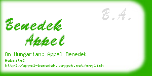 benedek appel business card